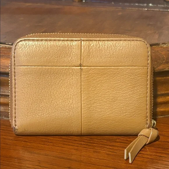 Tory Burch Pebbled Leather Zip Wallet in Saddle - Picture 3 of 11